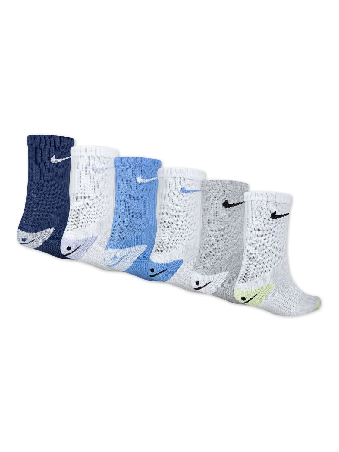 Носки Nike с улыбающимся логотипом Swoosh на пятке, 6 пар, синий — фото 2