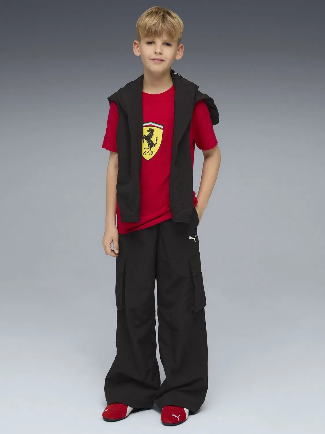 Футболка Puma Red Scuderia Ferrari Coloured Shield Youth Puma, красный — фото 3