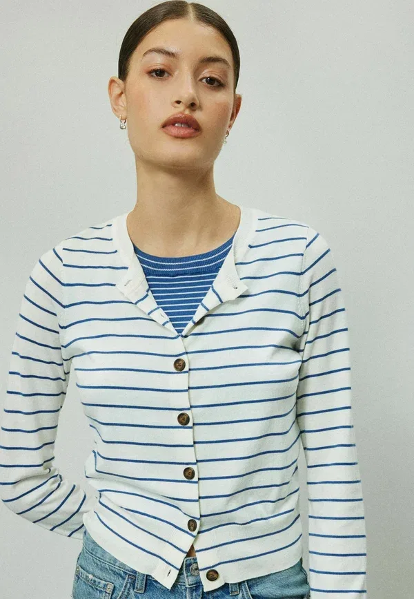 Кардиган с узором в полоску Cardigan Next, ecru темно-синий stripe