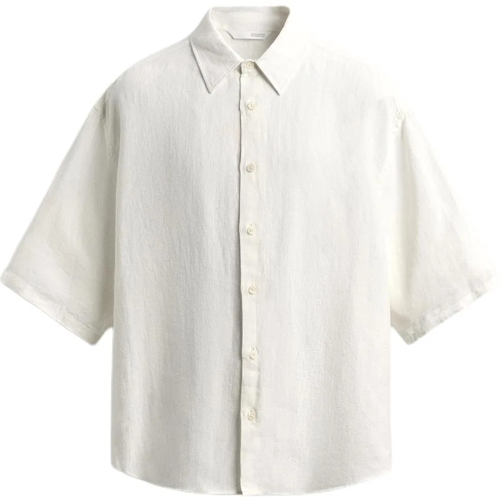 Мужская рубашка с отложным воротником White ZARA, White