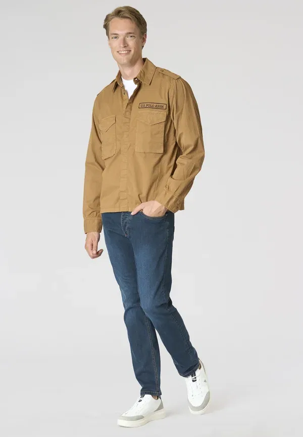 Куртка из хлопка с эластаном Utility Light Jacket U.S. Polo Assn., Beige, бежевый — фото 2