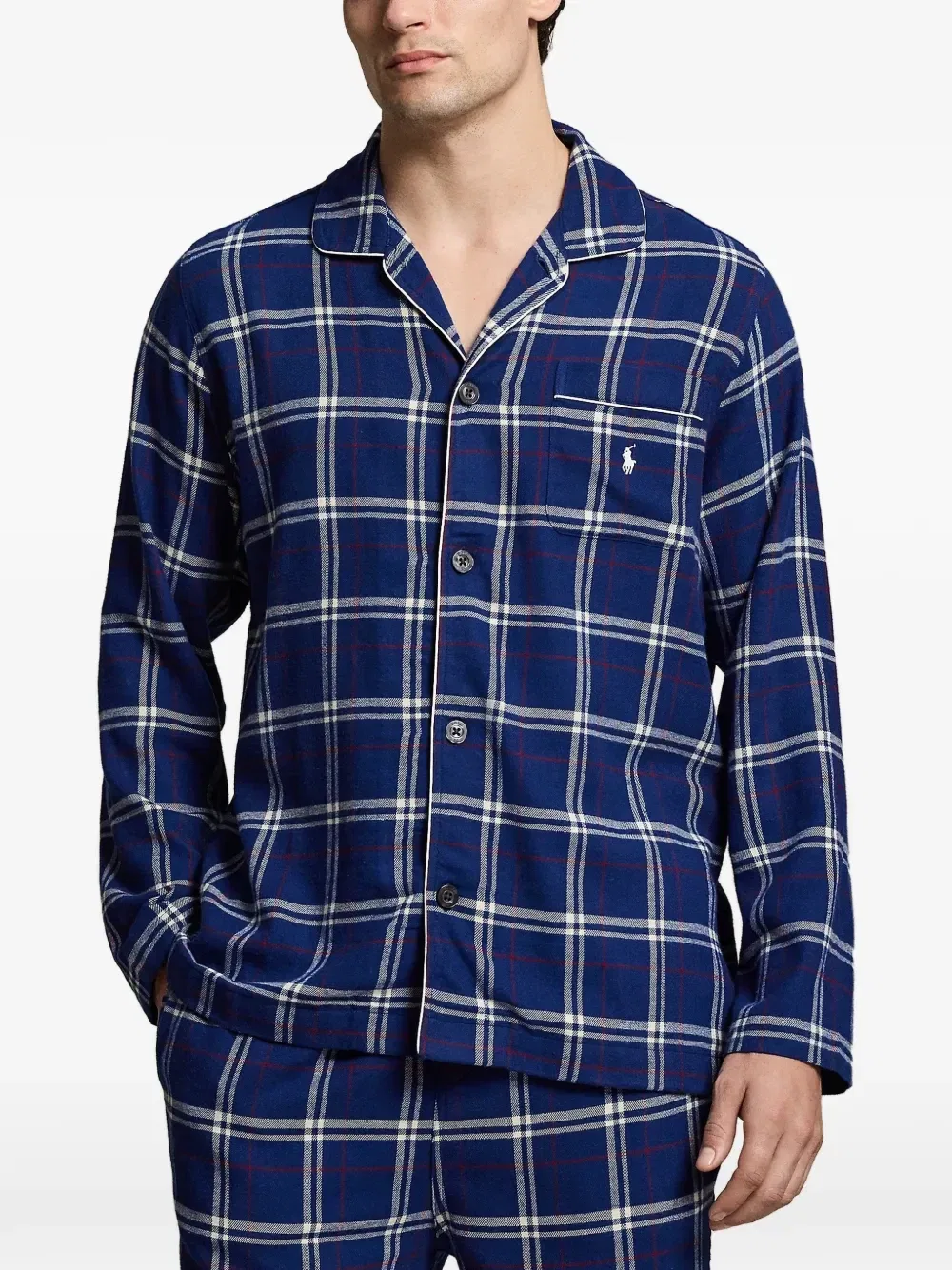 Пижамный комплект из фланели в клетку POLO RALPH LAUREN, синий — фото 4