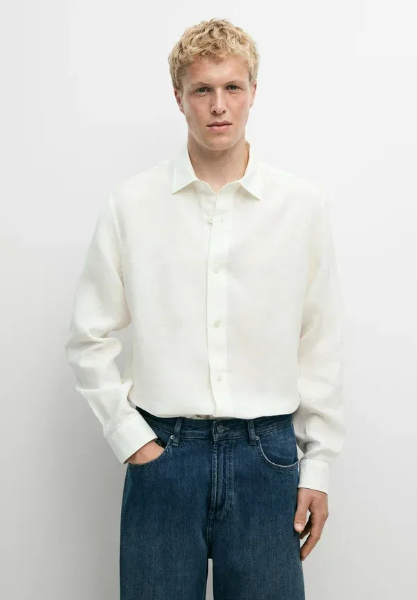 Рубашка из льна Plain Massimo Dutti, beige, бежевый