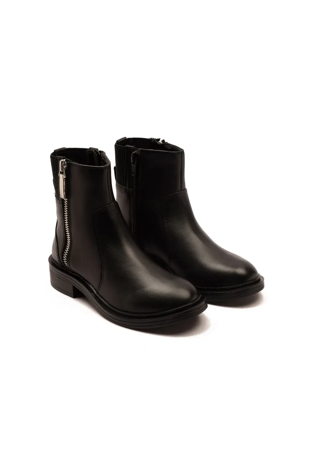 Детские ботинки челси из кожи с молнией Hattie Off The Hook, Black