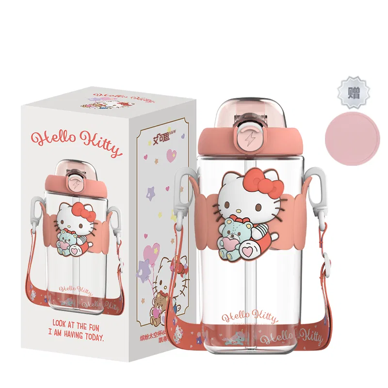 Детский пластиковый стакан с трубочкой 650 мл Sanrio My Melody Straw Cups Multicolor, Hello Kitty Water Cup+Coasters