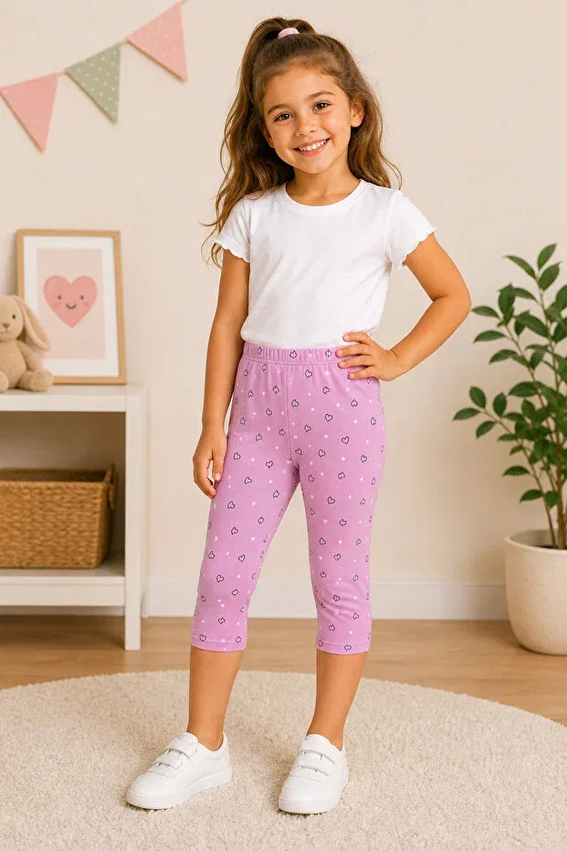 Детские леггинсы для девочек с принтом Incili Tekstil, Pink Heart Pattern