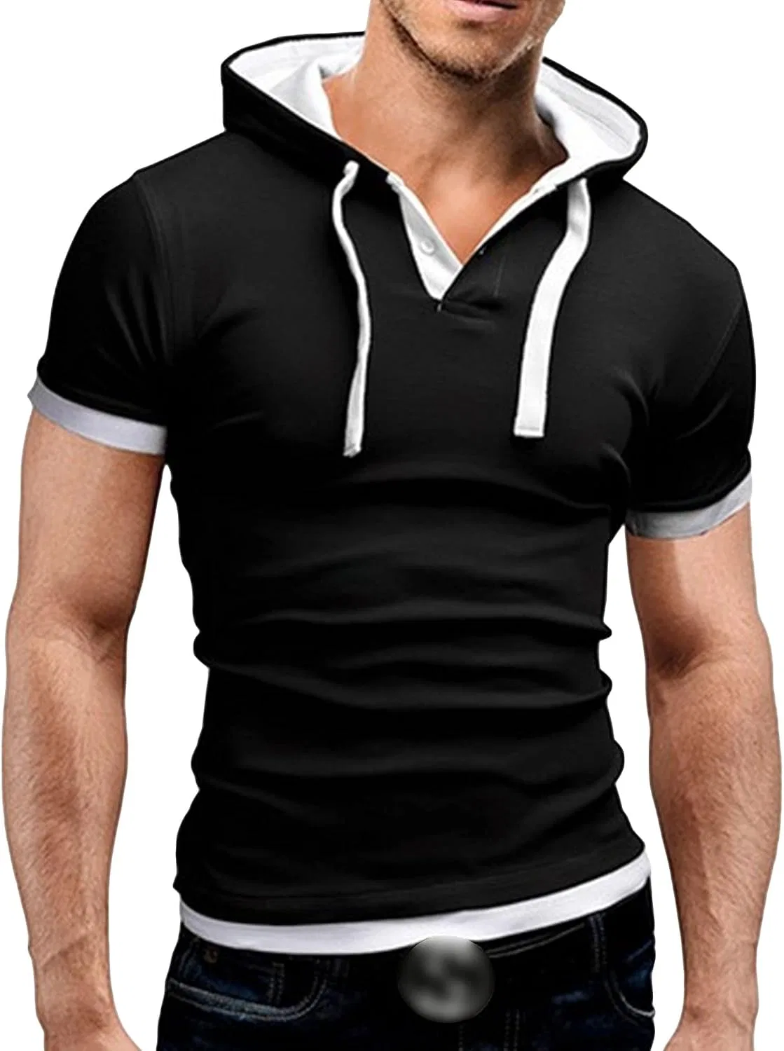 Мужская футболка с капюшоном Bodybuilding Slim Fit, Black