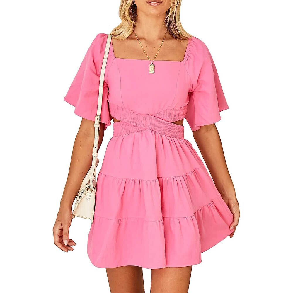 

Платье Shy Velvet Square Neck Short Sleeves, розовый