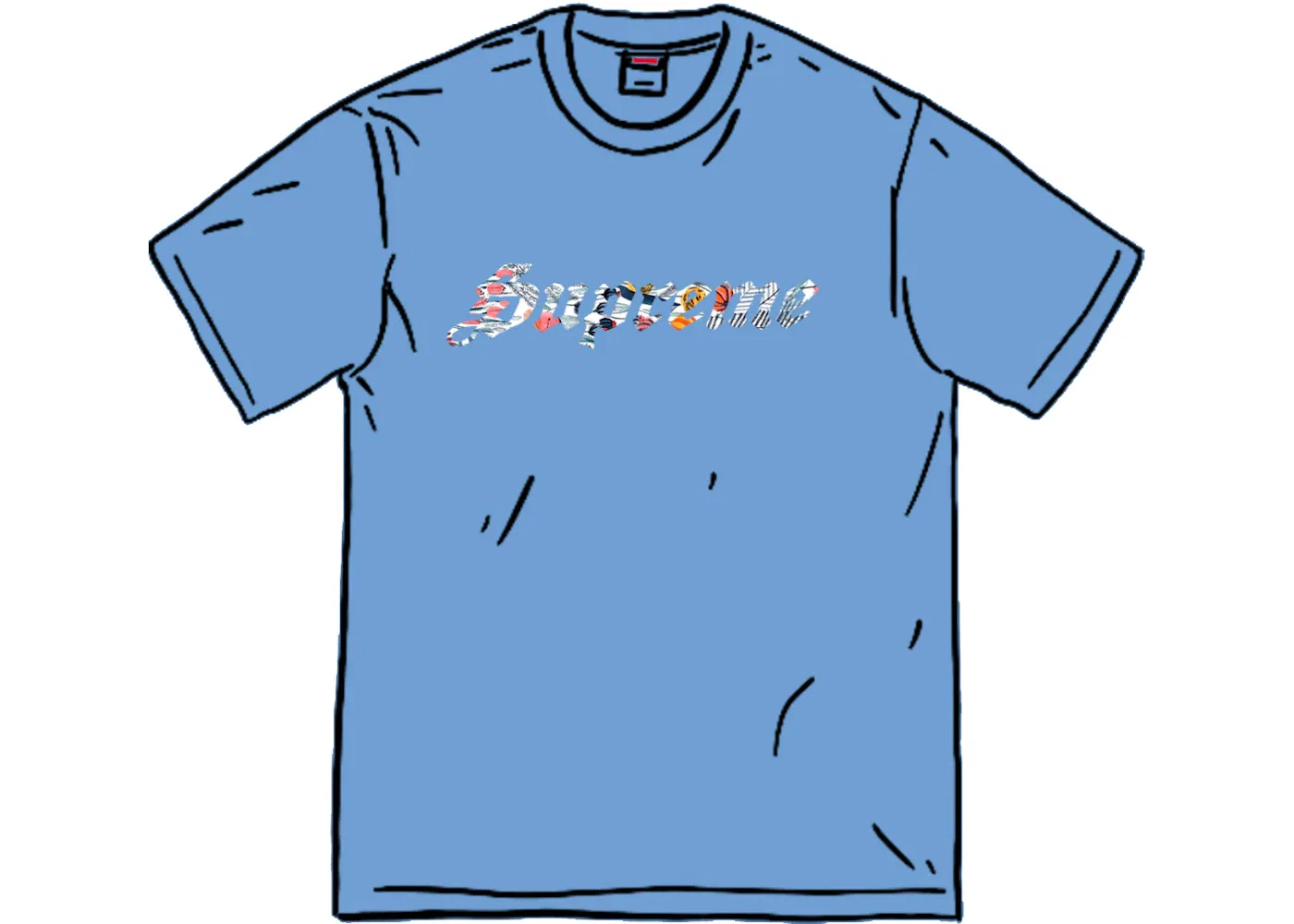 Мужская футболка с аппликацией Supreme Floral Appliqu S/S Top Supreme, Light Blue