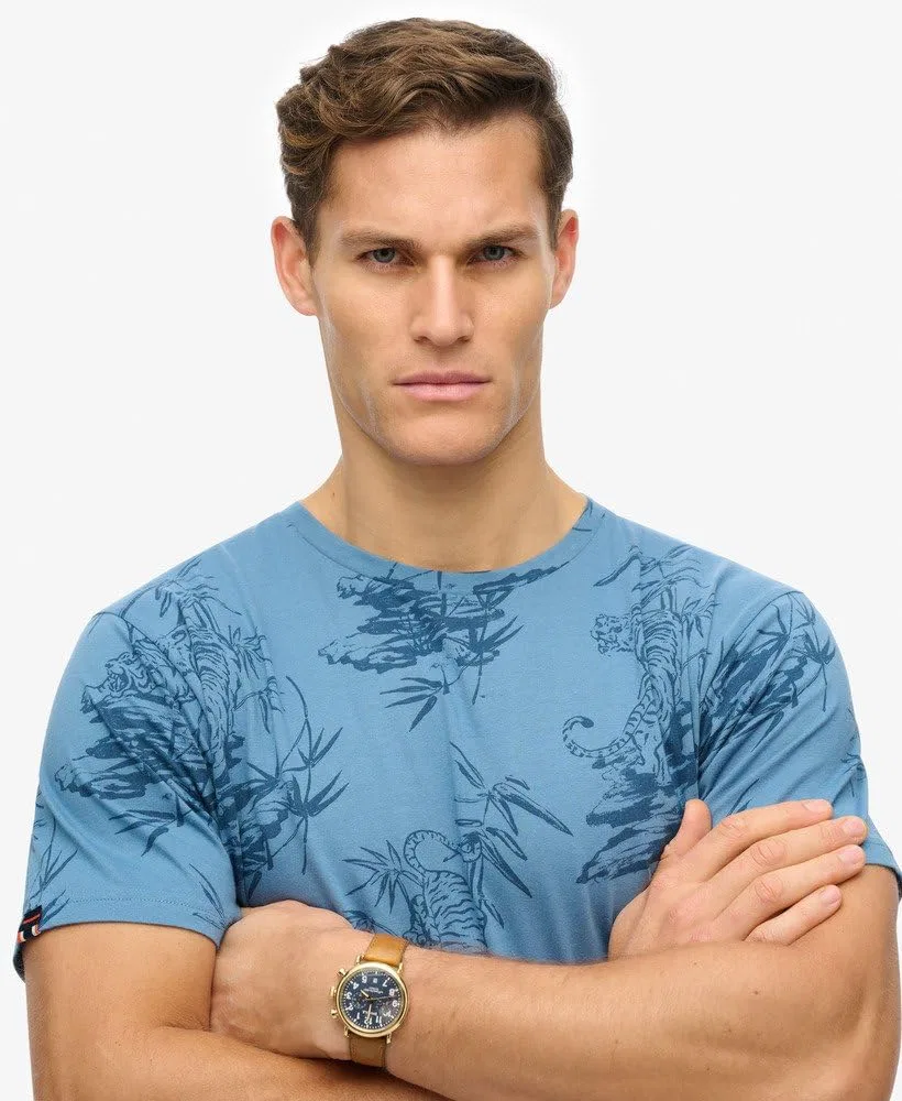 Мужская футболка с принтом Classic Superdry, Tiger Outline Blue — фото 3