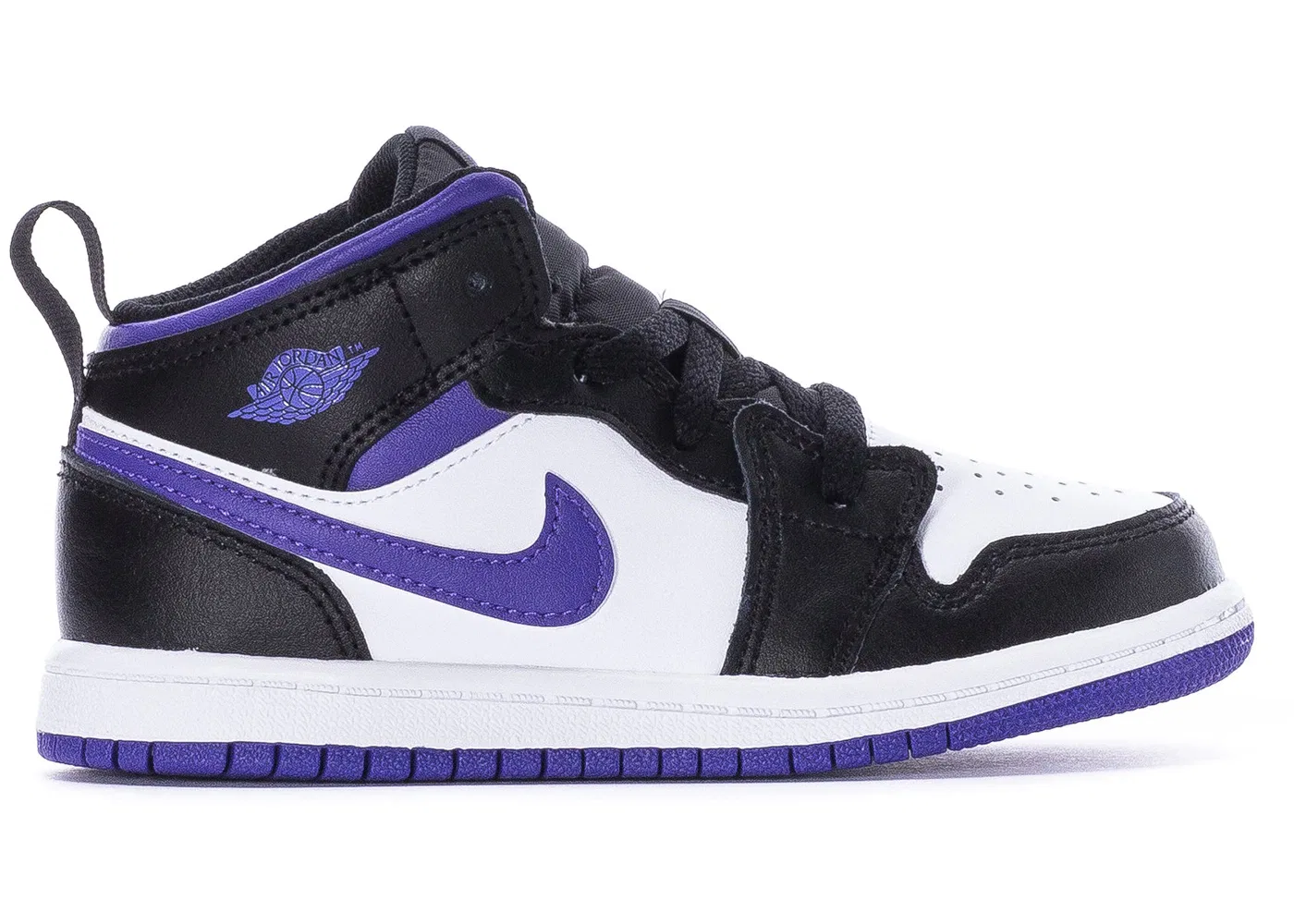 Детские кроссовки с кроссовками Jordan 1 Mid Jordan, Black/Dark Iris-White
