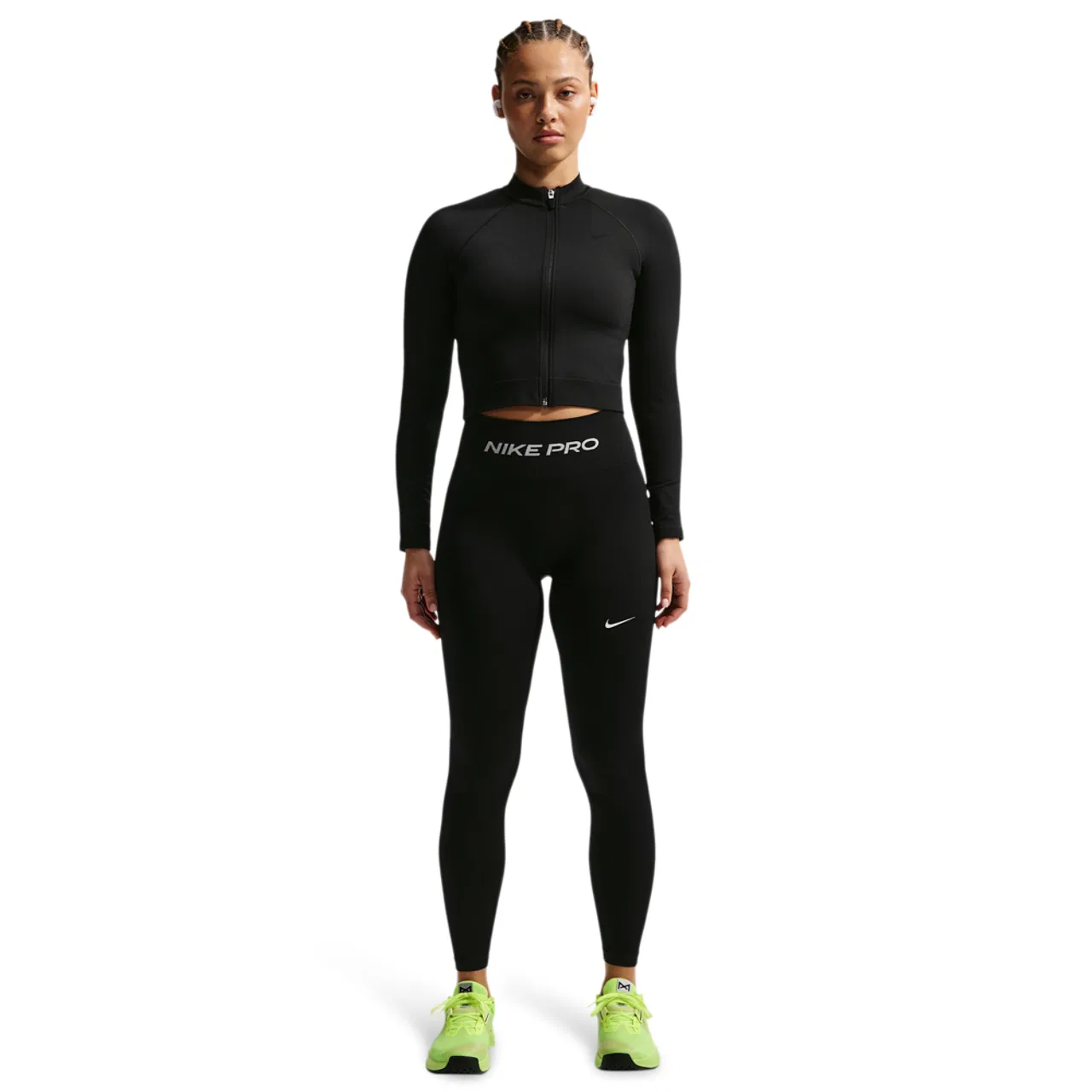 Женская футболка с длинным рукавом, облегающая, Nike Pro Dri-FIT Seamless FZ Midlayer, Black — фото 4