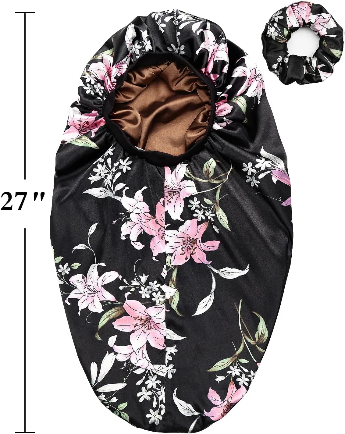 Двухслойная атласная шапочка для сна, Awefeel, XL, Cherry — фото 3