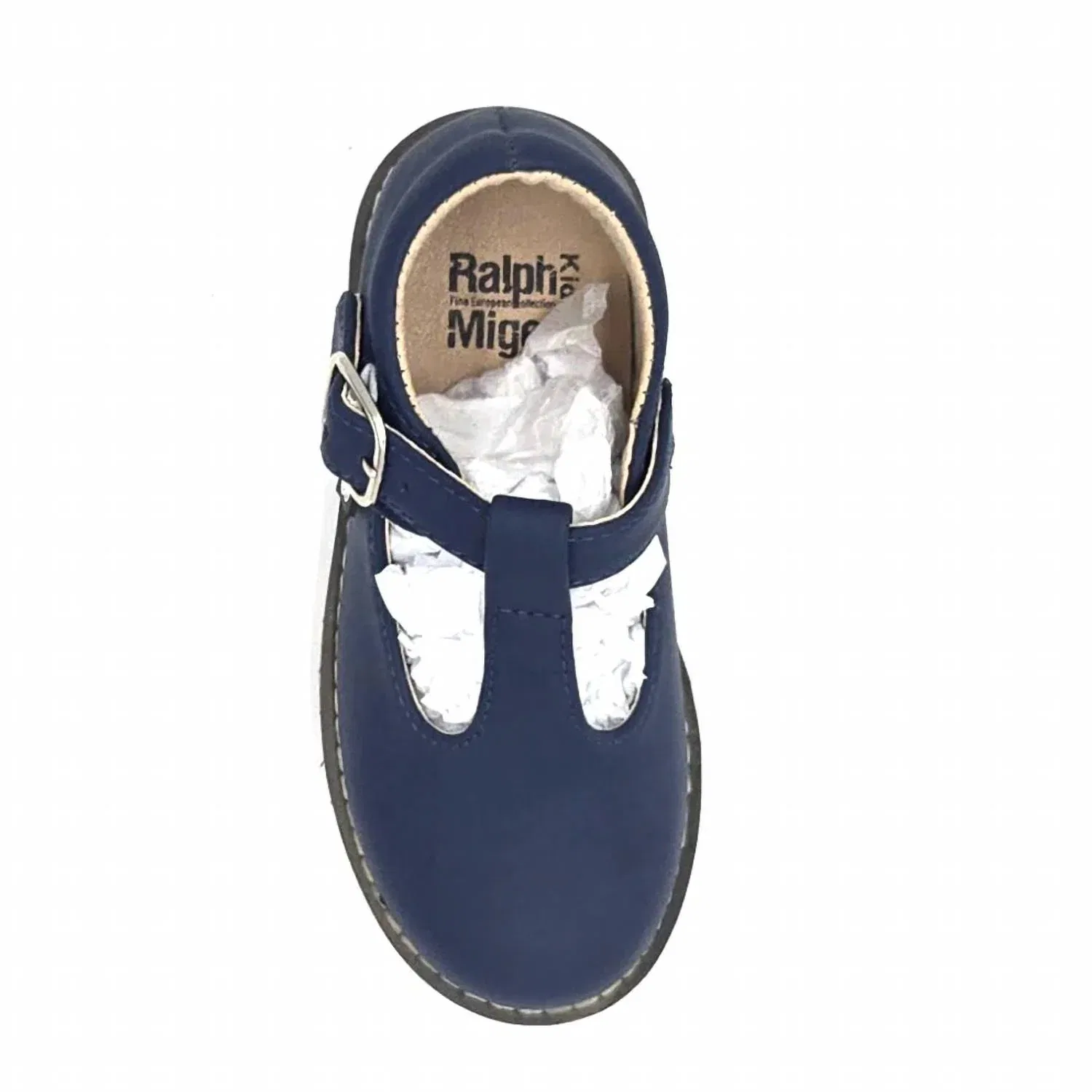 Детские туфли для девочек на ремешке T-Strap из кожи Karla Ralph Miguel, Blue Gum Leather — фото 2