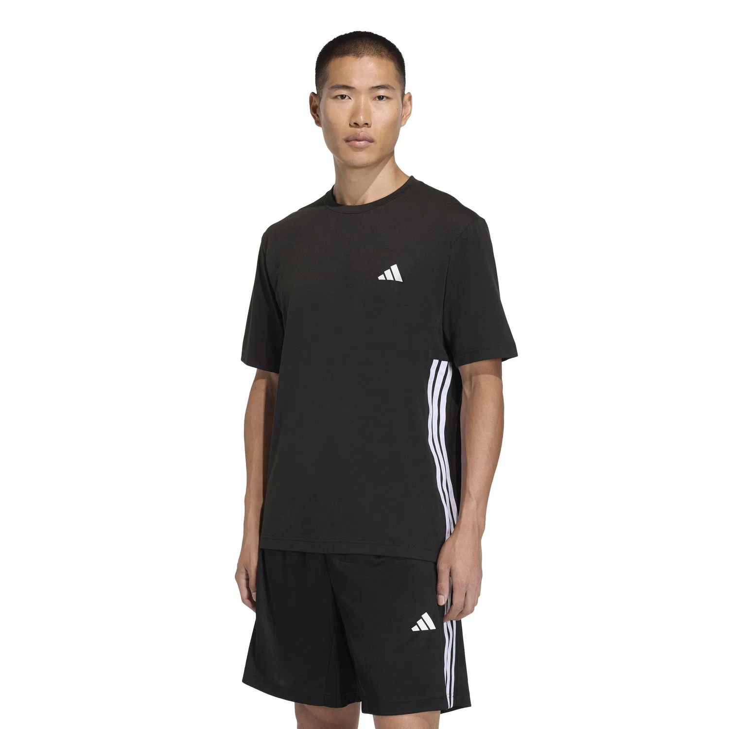 Мужская футболка с длинным рукавом Workout Essentials Feelready 3 Stripes adidas, Black/White — фото 3