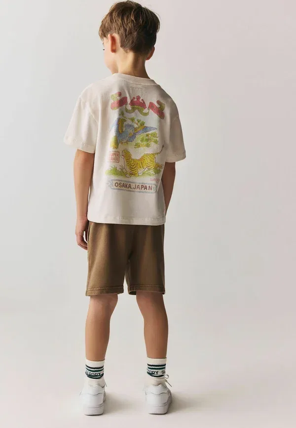 Комплект из топа и футболки с брюками, хлопок, Regular fit, Superdry & Co, коричневый, белый — фото 3