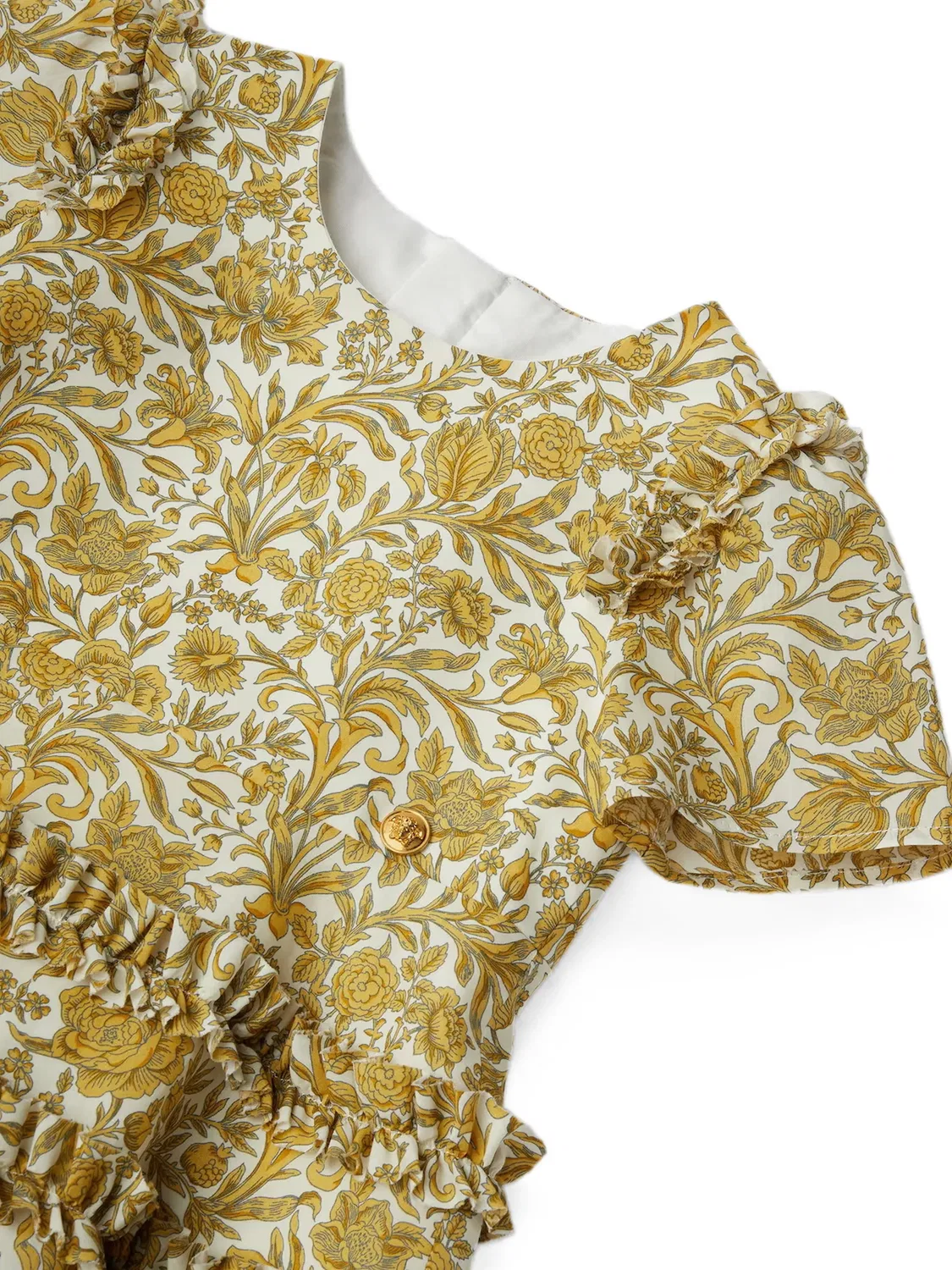 Поплиновое платье Liberty с оборками Versace Kids, белый — фото 3