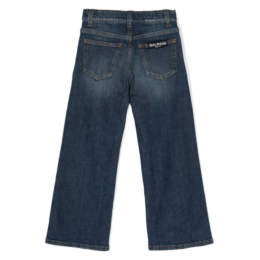 Джинсы прямого кроя со средней посадкой Boys Mid-Rise Straight-Leg Jeans Balmain, Blue — фото 2