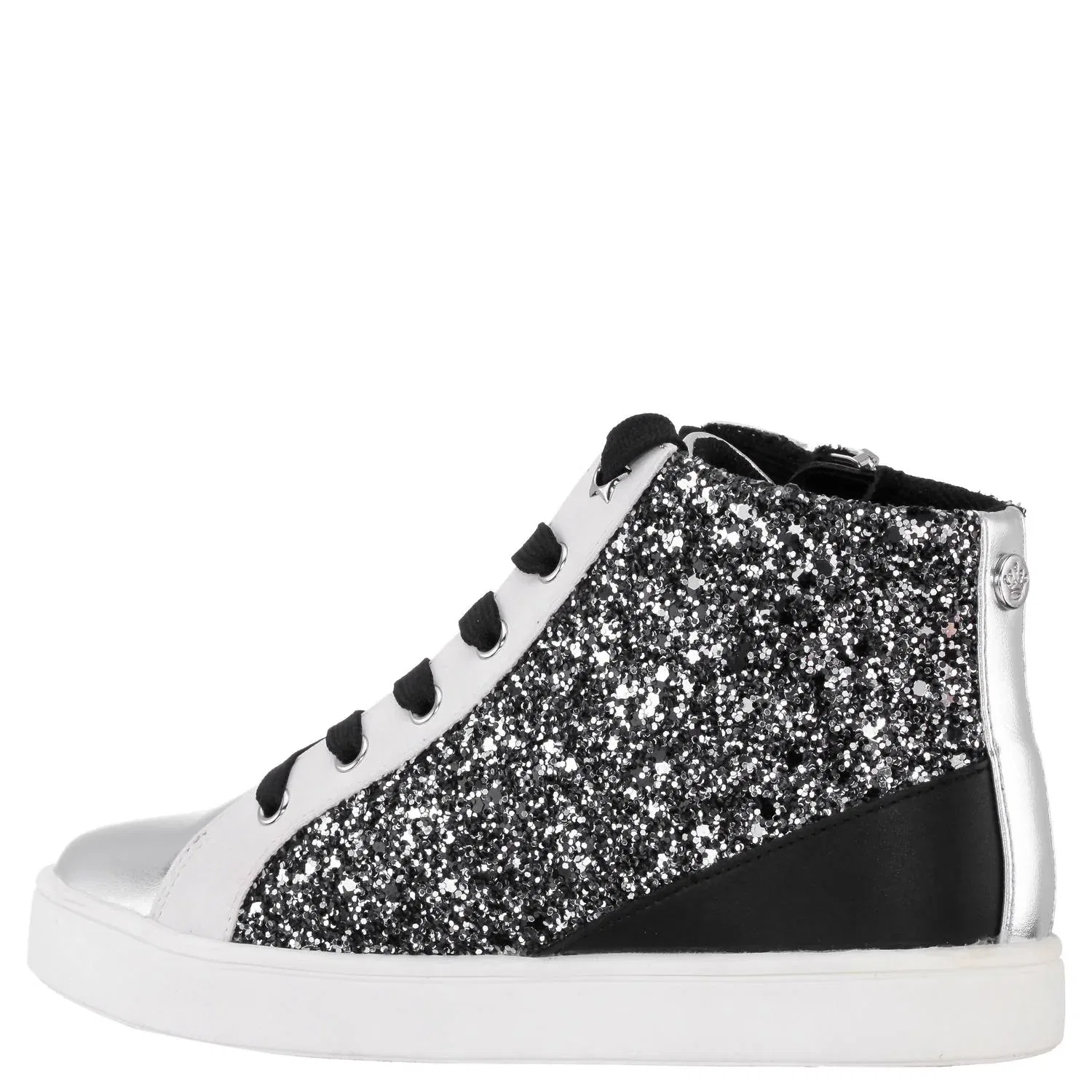 Детские кроссовки для девочек высокие с блестящей отделкой Yuti Nina, Black Glitter — фото 2