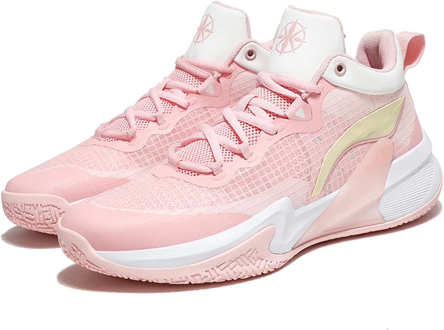 

Мужские дышащие кроссовки с сеткой, шнуровкой, противоскользящие и амортизирующие для баскетбола, легкие и удобные повседневные спортивные туфли с круглым носком, подходят для бега, волейбола и бадминтона Qaoterod, розовый