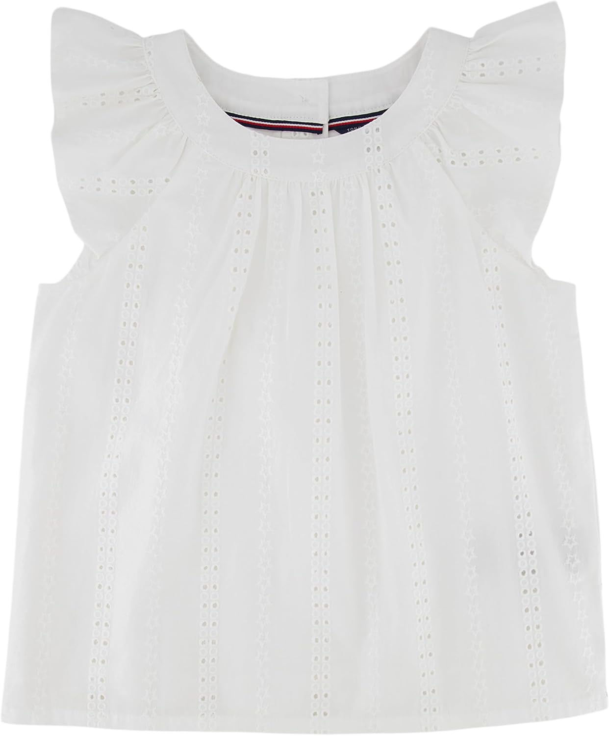 

Рубашка Tommy Hilfiger из денима с короткими рукавами, топ с люверсами и рукавами-крылышками для девочек, White Eyelet