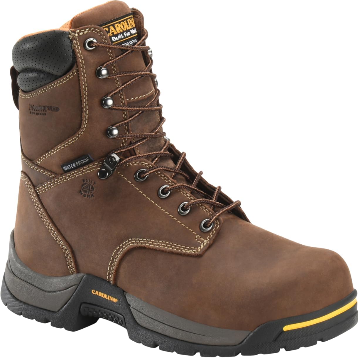 

Мужские водонепроницаемые ботинки Carolina Boots Bruno Hi 8 с подкладкой-подушкой, стелькой AG7 и противоскользящей подошвой, коричневый