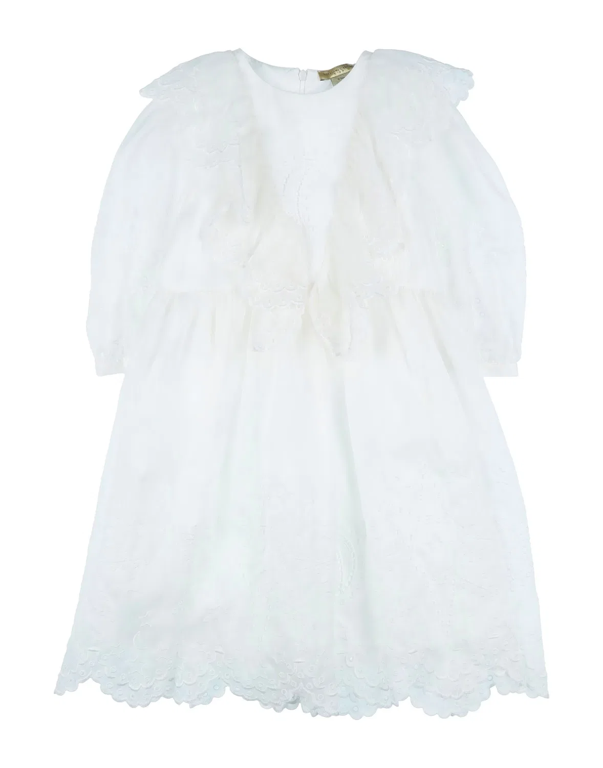Детское платье из органзы для девочек с длинным рукавом Stella Mccartney Kids, белый