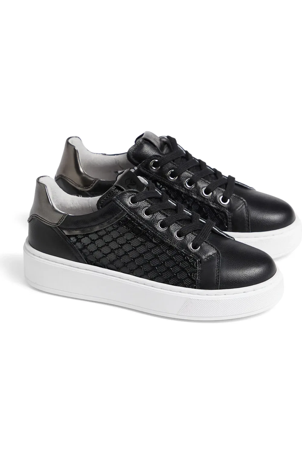 Кроссовки детские на шнуровке Mesh Low Top NeroGiardini, черный