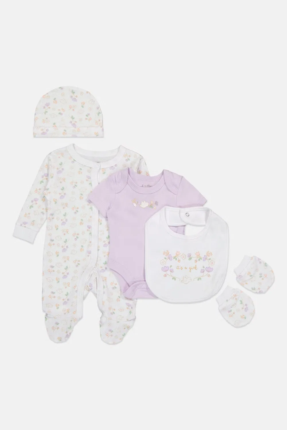 Комплект боди с принтом и слюнявчиков, 5 предметов, Rock-A-Bye Baby Boutique, разноцветный — фото 4