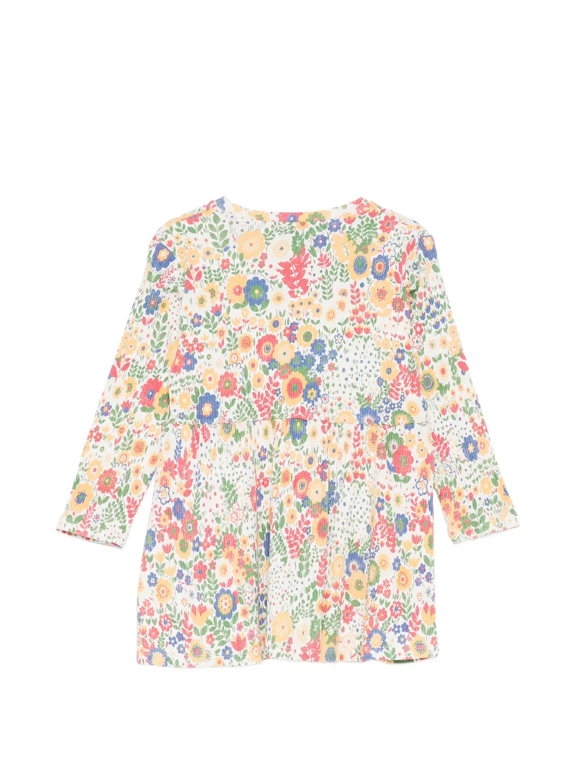 Платье с цветочным принтом и складками Stella Mccartney Kids, нейтральные цвета — фото 2