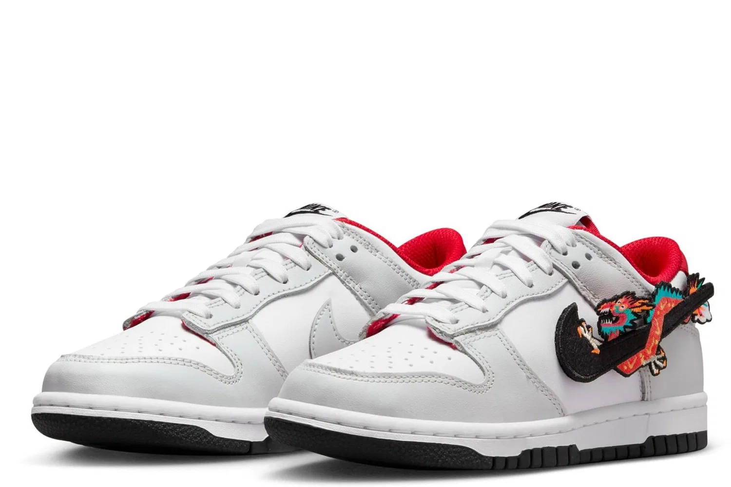 Детские кроссовки для мальчиков с принтом NIKE Dunk Low Big Kids Shoes NIKE, White Black White — фото 3