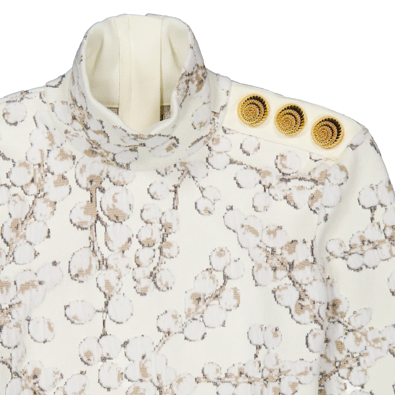 Платье короткое жаккардовое трикотажное Redcurrant Jacquard Knit Short Dress Balmain, Crème/Blanc — фото 2