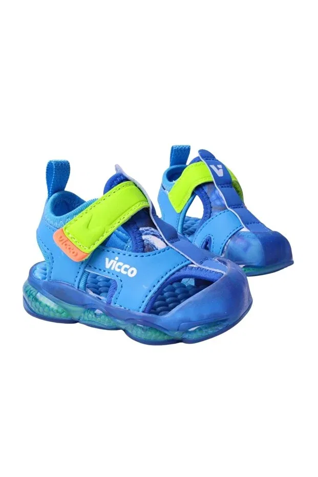 Детские сандалии для девочек с коротким каблуком Vicco, Blue — фото 2
