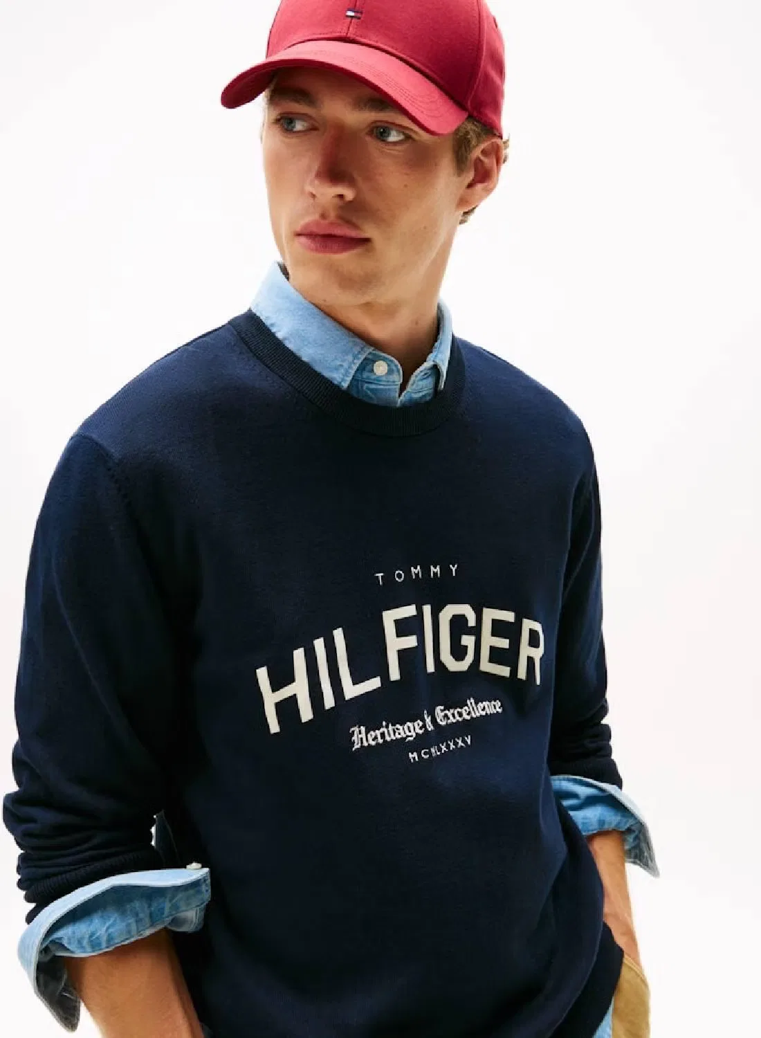 Свитер с логотипом Brand identity Tommy Hilfiger, голубой