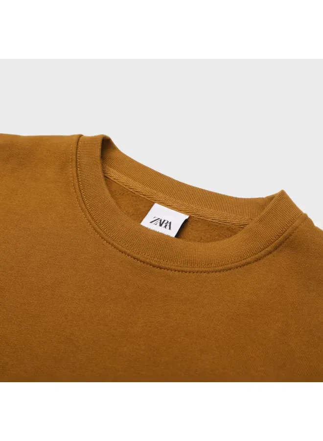 Пуловер свитшот с длинным рукавом Zara, коричневый — фото 4