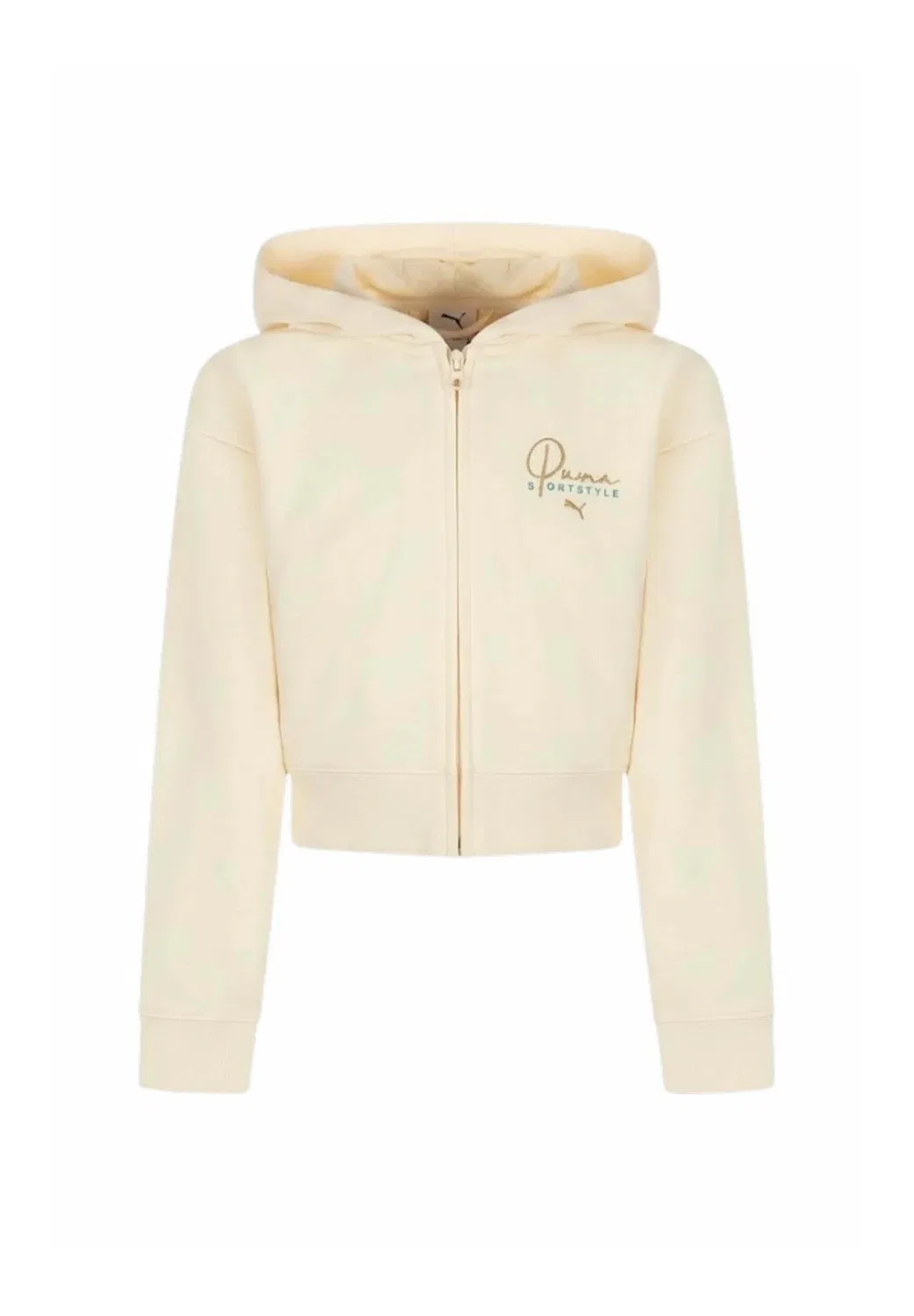 Felpa crop cappuccio ess short graphic fz col 88 - zip-up sweatshirt Puma, Beige