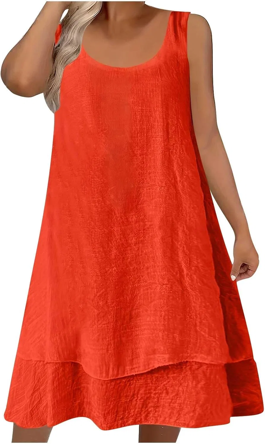 Женское летнее платье-футболка без рукавов Beach Cover Ups, Orange