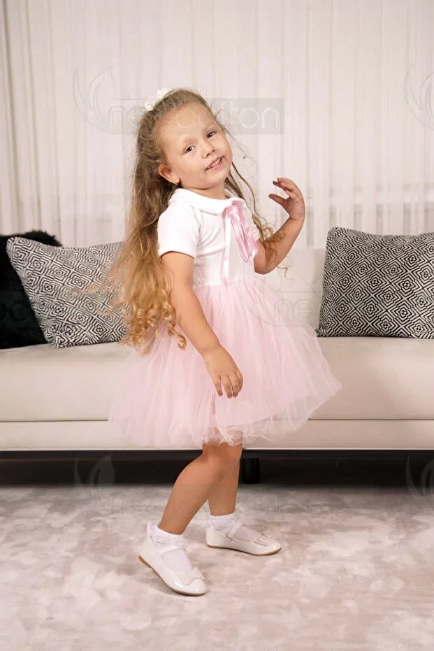 Детское платье для девочек с воротничком Neocotton, Short-Pink