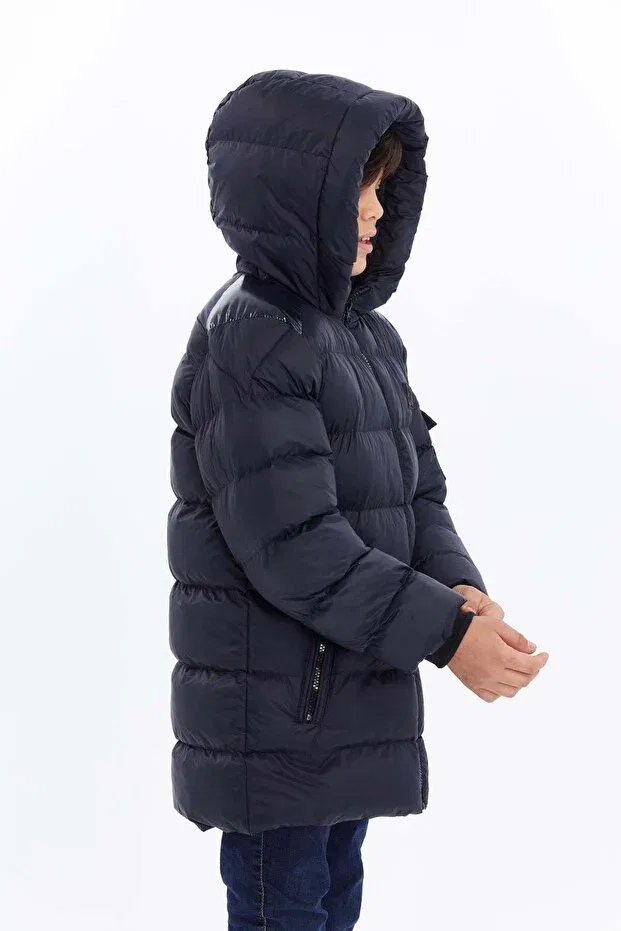 Детский пуховик для девочек с капюшоном Benitto Kids, Navy Blue — фото 4
