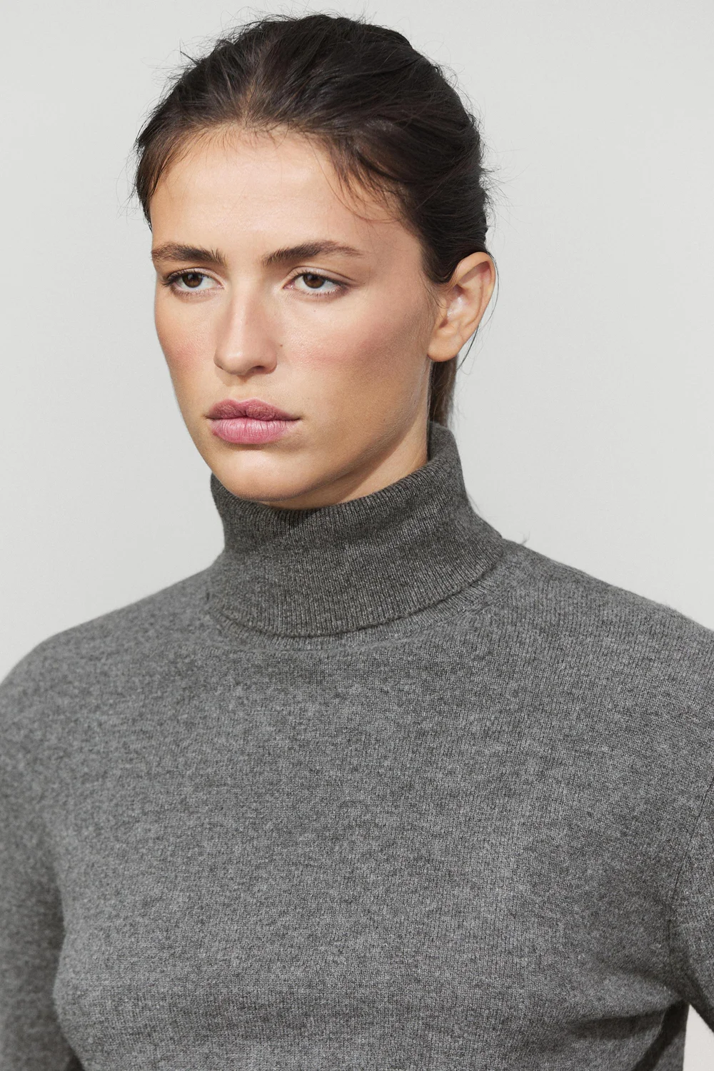 Свитер-водолазка Massimo Dutti Wool Blend Knit, средне-серый — фото 4