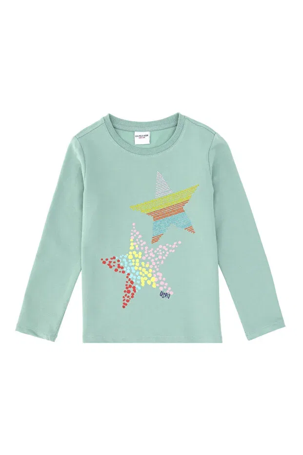 Детские свитшот для девочек с длинным рукавом U.S. Polo Assn., Water Green — фото 4