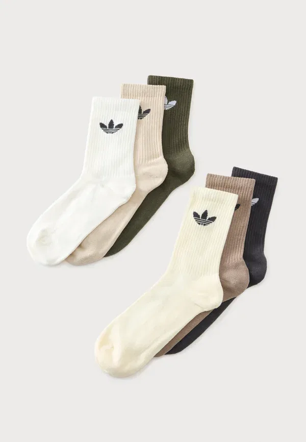 Комплект из 6 пар носков Crew унисекс Adidas Originals, белый/ванильный/хаки