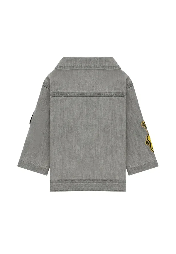 Джинсовая куртка с вышивкой denim jacket Stella Mccartney Kids, серый — фото 2