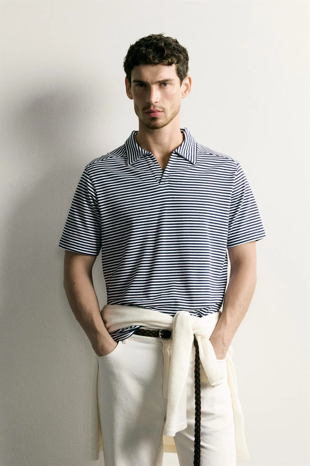 Поло в полоску свободного кроя, стандартного силуэта. ZARA, striped — фото 2