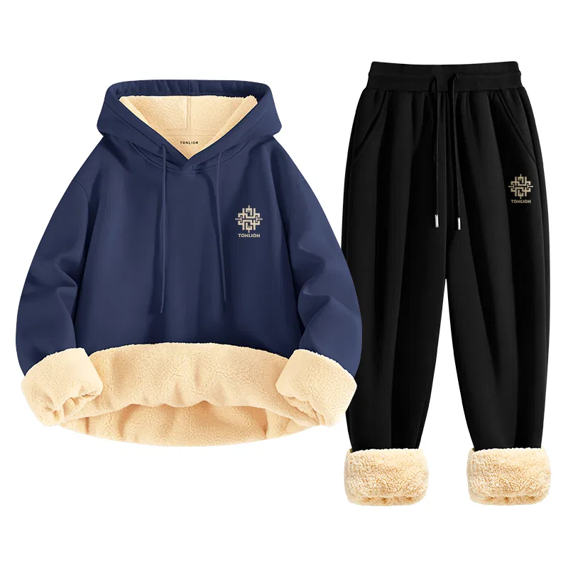 Детский комплект свитшотов с капюшоном Tonlion, Цвет Navy Black