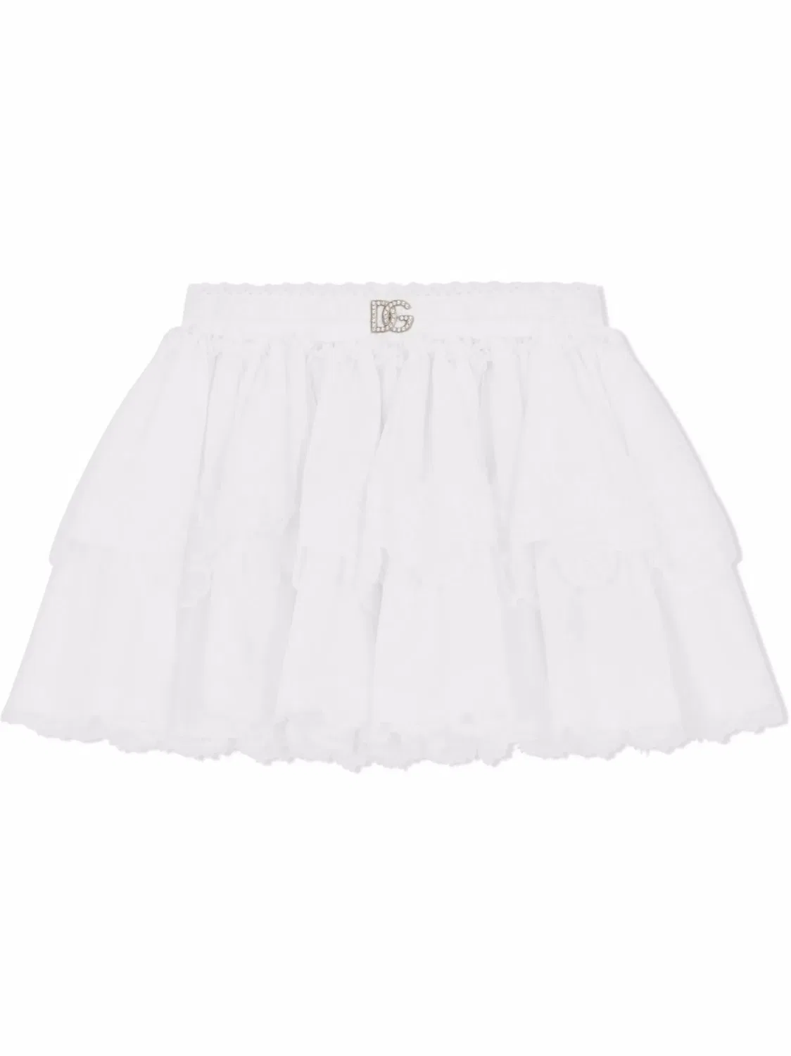 Поплиновая юбка с английской вышивкой Dolce & Gabbana Kids, белый