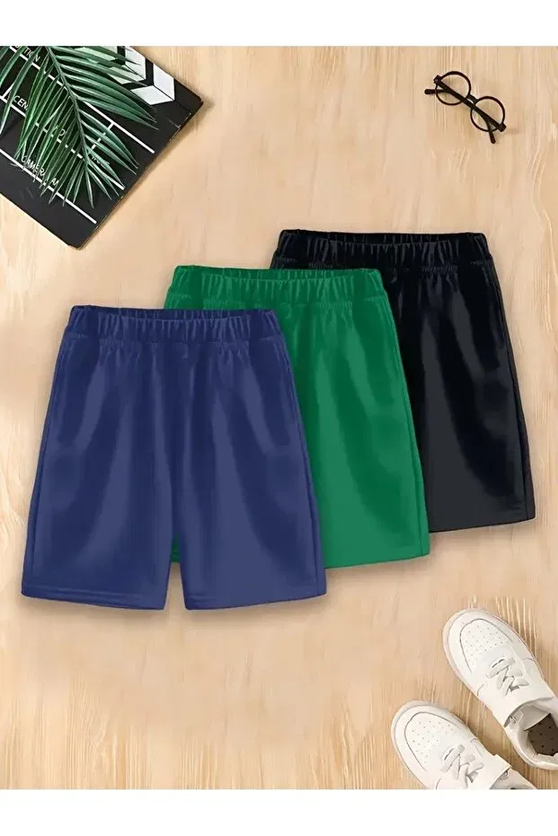 Детские шорты для девочек с принтом 3 шт Daxis Sportwear Company, Black-Green-Lacquvert