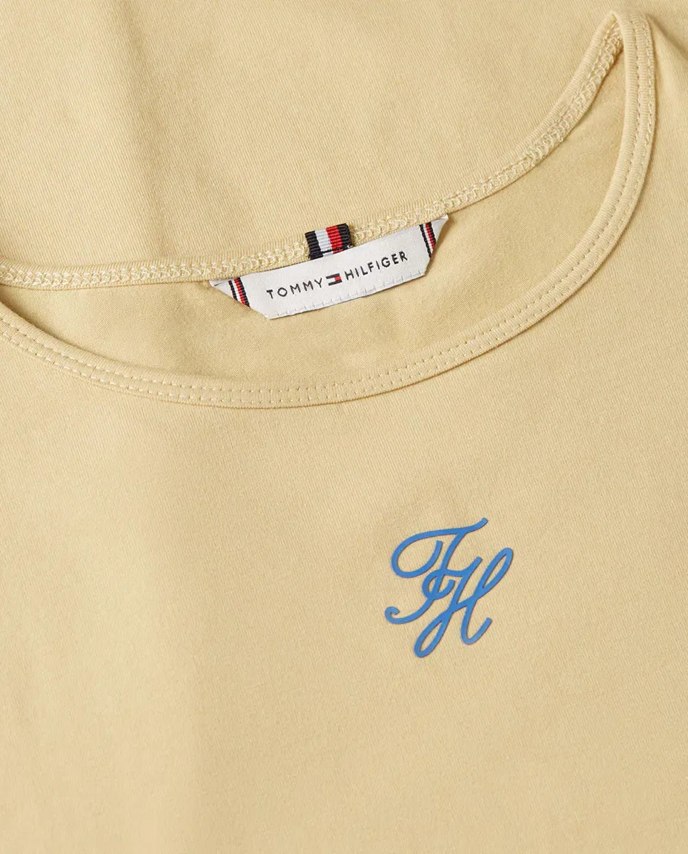 Женская футболка с логотипом TH Script Beige Tommy Hilfiger — фото 3