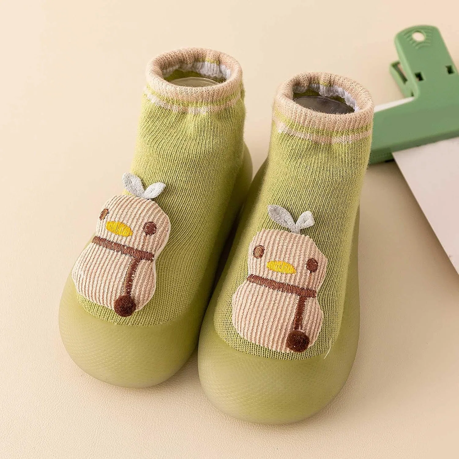 Детские кроссовки с принтом кролика Slip On Sock Shoes, Mint Green — фото 2