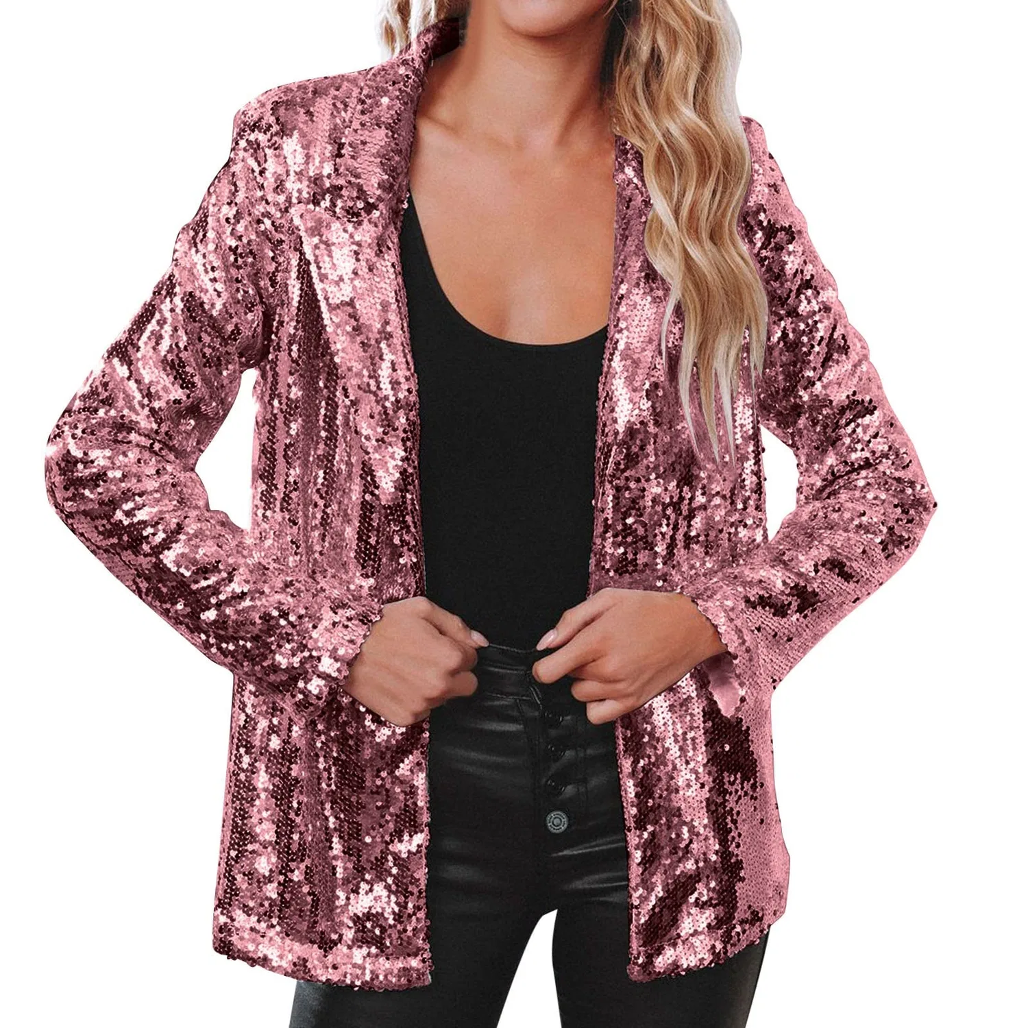 Женская зимняя куртка с принтом, модель Giacca glitterata, Rosa Acceso — фото 2